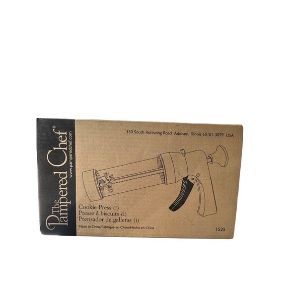 Pampered Chef #1525 manual cookie press in box with pamphlet - Picture 4 of 8